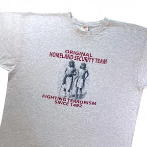 Vtg Y2K Homeland Security Fighting Terrorism Tee Native American Political XXL - Picture 1 of 3