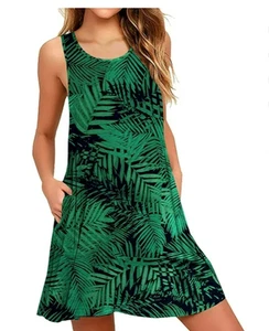 Mujeres Verano Informal Columpio Camiseta Vestido Playa Cubrir Suelto Vestido sin Mangas 2XL NUEVO CON ETIQUETAS - Imagen 1 de 5