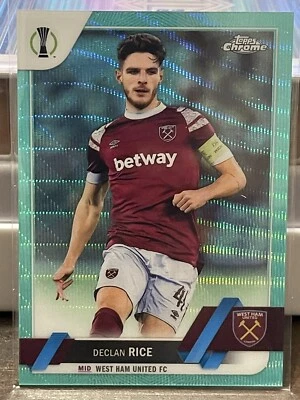 2022-23 Topps Chrome UCC Declan Rice Aqua Refractor #/199 West Ham United - Image 1 of 2