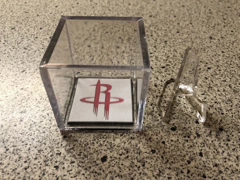 Houston Rockets Custom NBA Finals Champions Basketball Ring Display Case w/Stand Cover