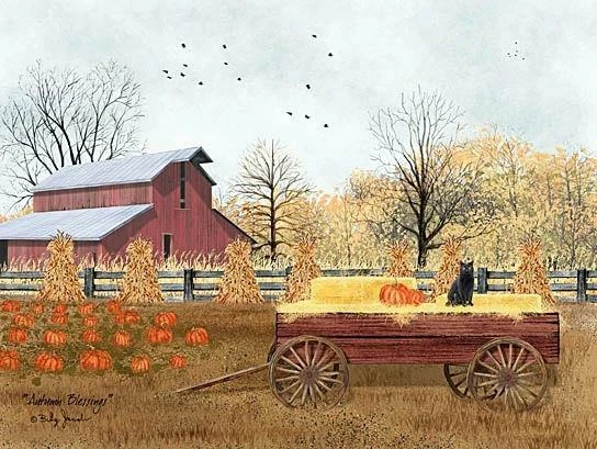 Billy Jacobs Autumn Blessings Pumpkin Farm Cat Art Print  16 x 12 - Image 1 of 1