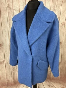 Mango MNG Large Manteco italienischer zweireihiger warmer Wintermantel aus Wolle blau - Bild 1 von 24