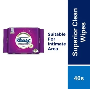 Kleenex Superior Clean Toilet Wet Wipes 40 Sheets | Flushable | Hypoallergenic - Picture 1 of 5