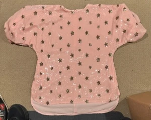 Vintage Mable Mini Dress Size Small Plus Size Pink w/Stars Sequin Short Sleeves - Picture 1 of 9