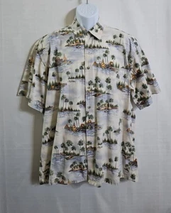 Pierre Cardin Men's Size L Button Up Collard Multi-Color Boat/Island Print Shirt - Picture 1 of 18