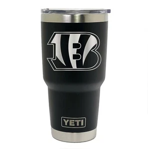 Cincinnati Bengals YETI Laser Engraved Colster, 20or 30 oz. Black Tumbler - Picture 1 of 9