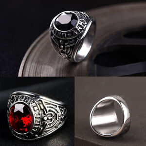 Mens Stainless Steel Simulated Siam Red US Army Military Ring Size 7-13 Gift CA