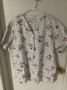 SB Scrubs Calico Prairie Hearts Scrub Top Size 2XL - Picture 1 of 3