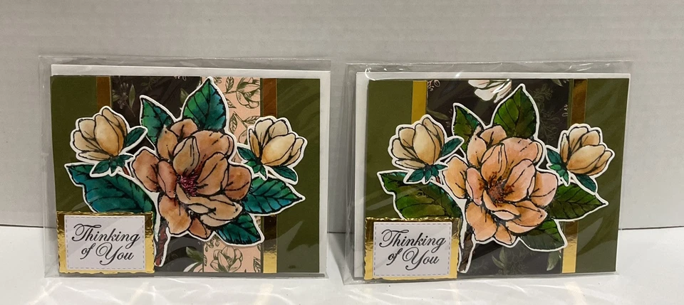 Handmade Floral Thinking Of You Blank Card & Coordinating Envelope 4x5 Set Of 2 - Image 1 of 1