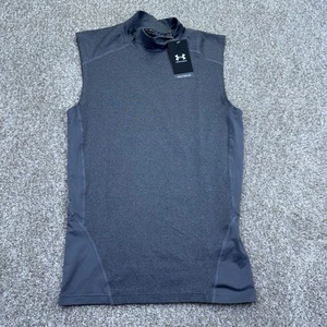 NEW Under Armour Heatgear Mock Neck Compression Shirt Mens Large Gray Sleeveless - Picture 1 of 17