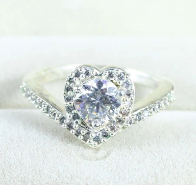 Certified 1.05 Ct Heart Shape Round White Diamond Solitaire Women Ring See Video - Image 1 of 4