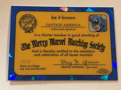 2025 Topps Marvel Chrome Sapphire Captain America Merry Marvel Marching Card /60 - Image 1 of 4
