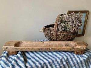 Primitive Antique Style Carved Dough Bowl With Feet Rustic Trencher Small Trough - Picture 1 of 12