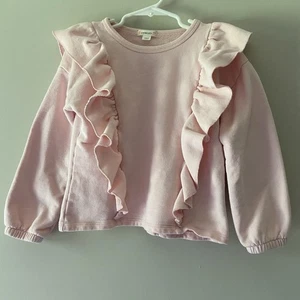 Crewcuts by J Crew Girls Size 6 Ruffled Bubblegum Pink Sweater 100% Cotton - Picture 1 of 4
