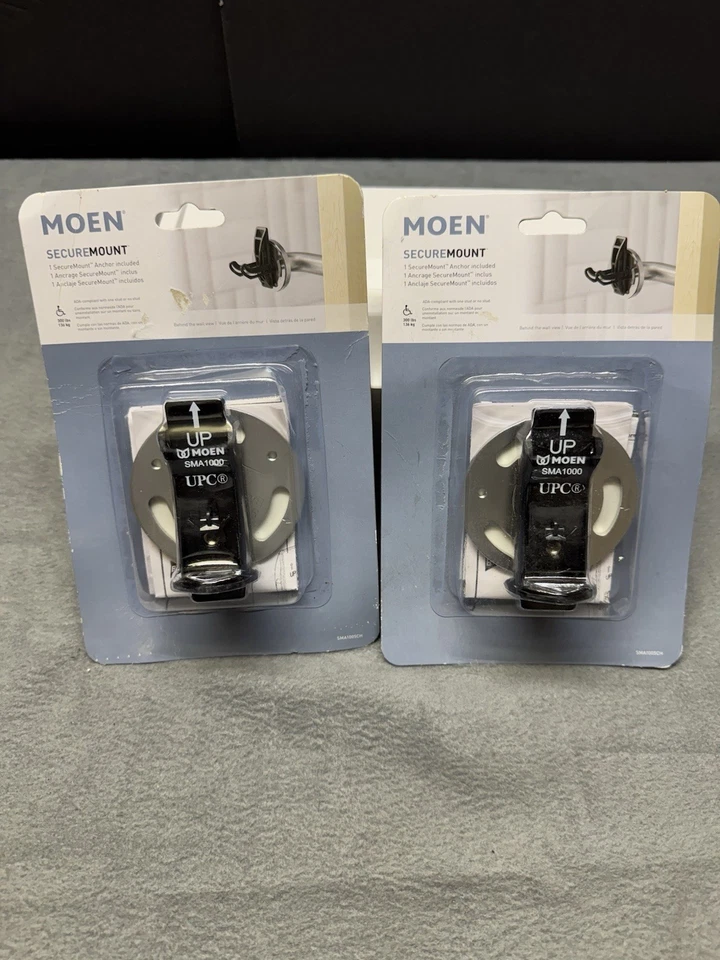 2x - Moen SMA1005CH Home Care SecureMount Grab Bar Secure Mount 1 Anchor Chrome