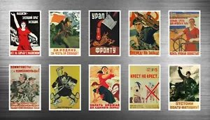 10 Soviet Russian WORLD WAR 2 PROPAGANDA Mini Posters Fridge Magnets - Picture 1 of 1