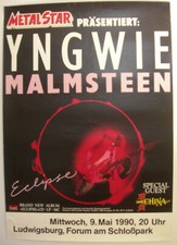 YNGWIE MALMSTEEN CONCERT TOUR POSTER 1990 ECLIPSE