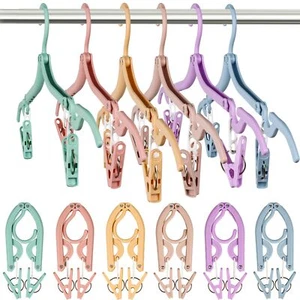 12 Pcs Foldable Travel Hangers with Clips Collapsible Folding Hangers Drying ... - Picture 1 of 7