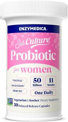 Probióticos Enzymedica SubCulture para la salud vaginal y urinaria de la mujer, 30 cápsulas Foto 1 de 4