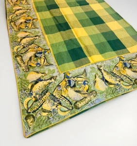 Vtg April Cornell Tablecloth Olive Quail 48” Square  - Picture 1 of 4