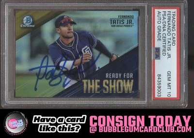 Bowman Fernando Tatis Jr. 2019 automático San Diego Padres PSA certificado automático 10 Foto 1 de 2