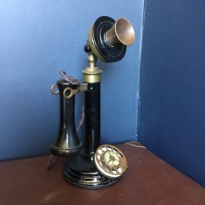 Antique Art Deco Black & Brass Candlestick Telephone-No 75-Prop Display-Repair • 125.88€