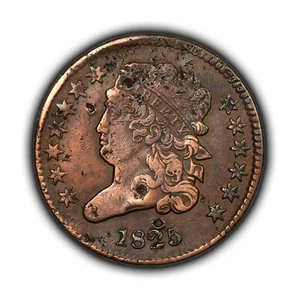 1825 1/2c Classic Head Half Cent - VF+ Dets - SKU-Y5644 - Picture 1 of 4