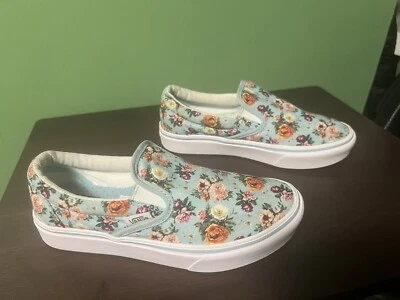 Vans Kids ComfyCush Slip-On (Kid) Girls Era Garden Floral Size 2.5 Light Blue - Image 1 of 4