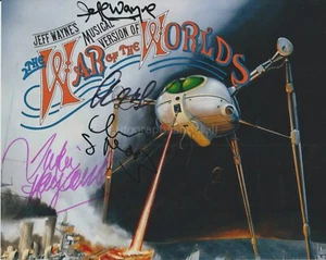 Jeff Wayne Justin Hayward David Essex Spedding HAND SIGNED 8x10 Photo Autograph - Picture 1 of 11
