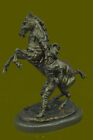 Rearing Horse Man Handler Equestrian Artwork Bronze Marble Base Sculpture DEAL