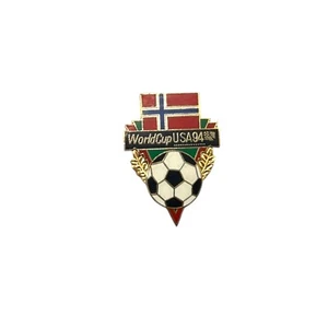 Prendedor solapa bandera noruega equipo mundial de fútbol 1994 Peter David Inc. vintage - Imagen 1 de 3