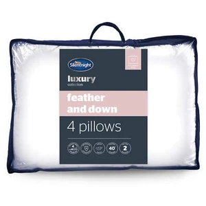 Silentnight Feather and Down Pillows 4 Pack Medium Soft Support Luxury Natural - Picture 1 of 9