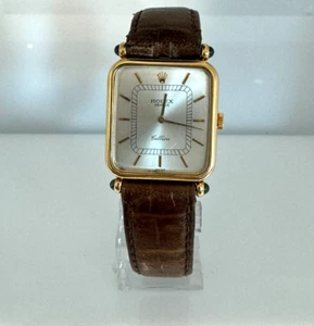 Rolex Cellini Ref 4135 Cal 1601 18K Gold Case Leather 8.5in 27X29MM - Picture 1 of 8