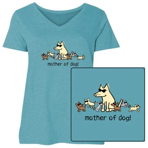 Teddy the Dog T-Shirt Mother of Dog Damen Curvy V Neck Tee Mom Limited Edition - Bild 1 von 6