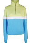 Sweatshirt mit Troyerkragen Gr. 48/50 Grün Weiß Blau Damen Sweat-Shirt Neu*