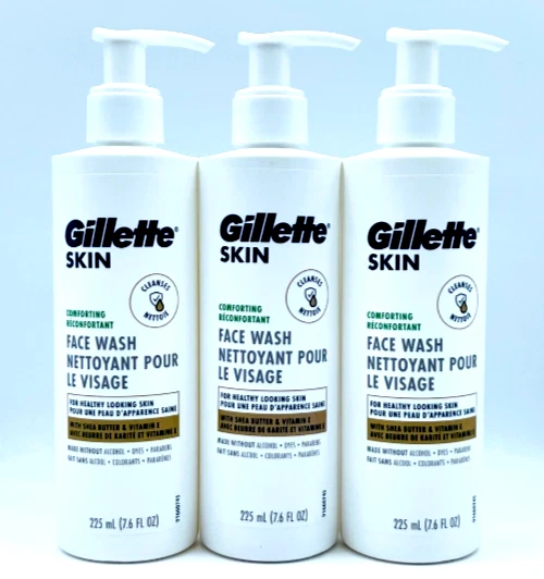 Gillette Skin Face Wash Shea Butter Vitamin E Alcohol 7.6oz (3 Pack)