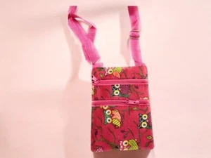 6.25" x 4.5" Red Colorful Owls Girls Mini 2 Zipper Crossbody Side Bag - Picture 1 of 2