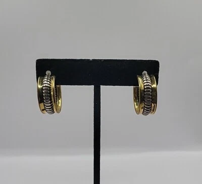 Sterling Silver Brass Silpada Rope Hoop Earrings - Image 1 of 4