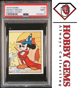 MICKEY MOUSE Fantasia PSA 9 1978 Panini Disney Mickey Story Sticker #138 - Picture 1 of 2