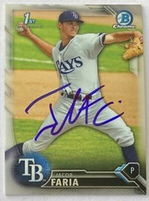 JACOB FARIA RC SIGNED IP 2016 BOWMAN CHROME PROSPECTS BCP186 ROOKIE AUTO