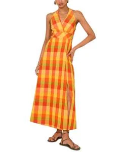 1.STATE Women's Plaid Halter-Neck Maxi Dress SZ L - Bild 1 von 5