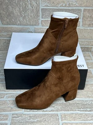 Nine West Volley2 Bison Womens Block Heel Ankle Boots Brown NEW Size 7 M - Image 1 of 4