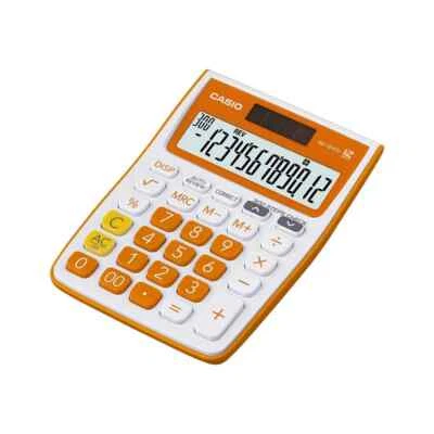 Casio MJ-12VCb-RG 300 Steps Check & Correct Colourful Desktop Calculator Orange - Image 1 of 4