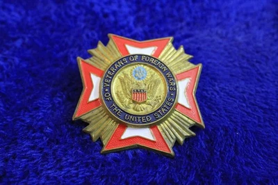 Mini emblema de letrero de parachoques insignia de rejilla de veteranos de guerras extranjeras en estado bastante bueno Foto 1 de 4