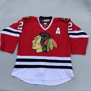 Vintage Reebok CCM Duncan Keith Chicago Blackhawks Jersey Sewn & Fight Strap 48 - Picture 1 of 14