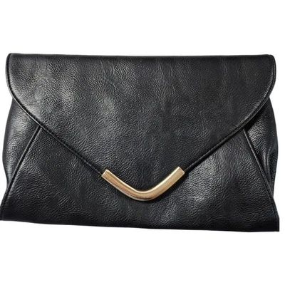 黑色手拿包 Vieta 信封风格金色口音晚会钱包晚会活动 — 第 1/4 张图片