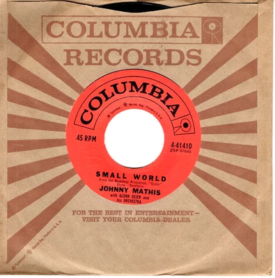 Johnny Mathis:  Small World / You Are Everything To Me .. 45 RPM 8855 - Image 1 of 3