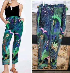 Anthropologie x Farm Rio Tropique Printed Embroidered Pants L - Bild 1 von 12