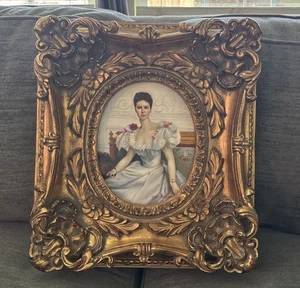 Vintage Ornate Gold Frame With Canvass Print Of Madame la Comtesse de Cambaceres - Picture 1 of 5