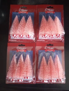 Cobblestone Corners Pink Bottle Brush Peppermint Base Christmas Tree Lot Village - Picture 1 of 3